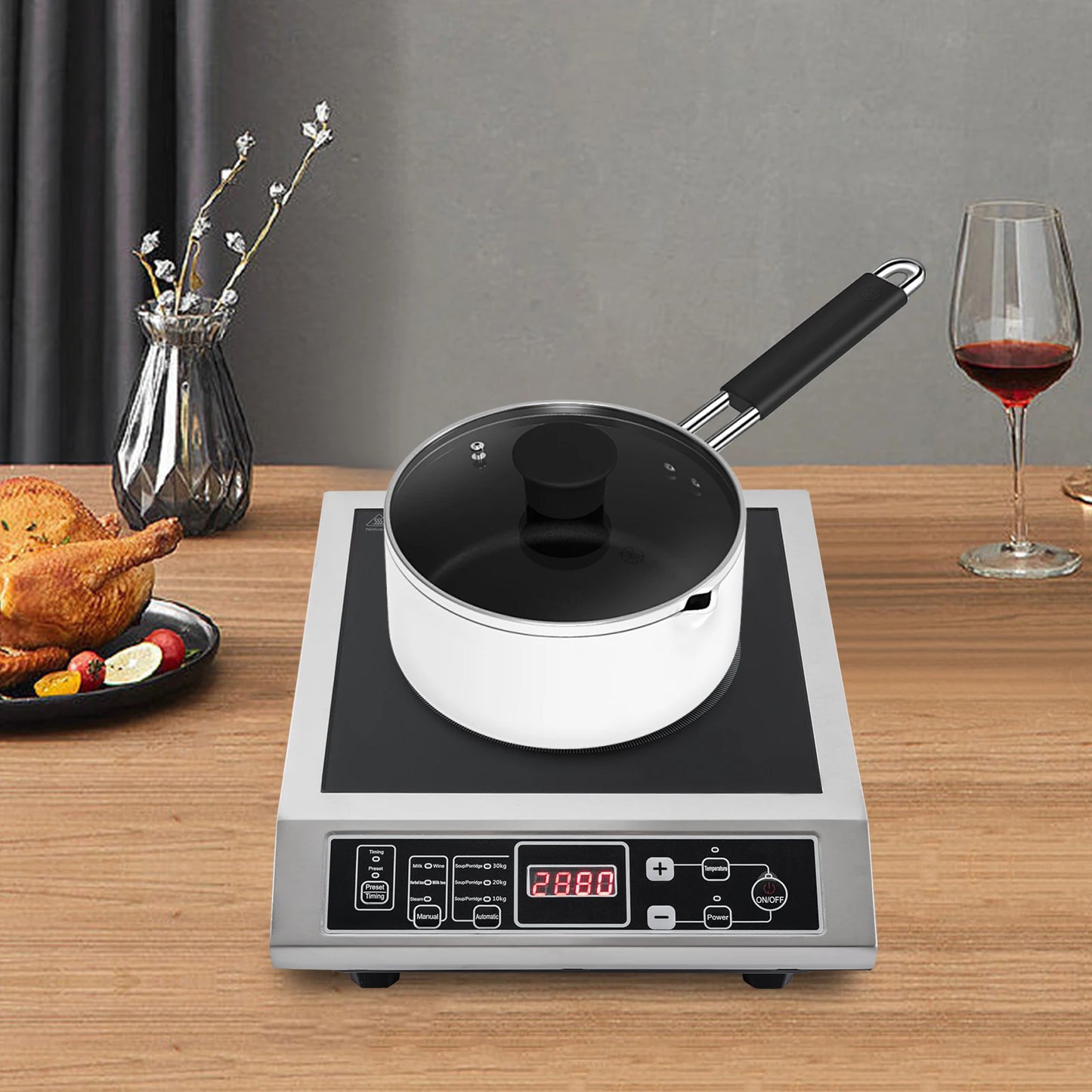 Plaque de cuisson à induction 3500 W, réglable, professionnelle, avec technologie de chauffage IGBT