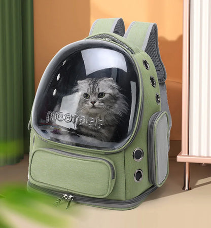 Sac à dos capsule transparent pour chat et petit chien — Confort & visibilité