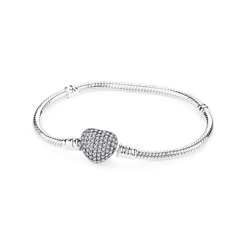 Bracelet jonc en argent 925 avec breloque cœur — Élégance intemporelle