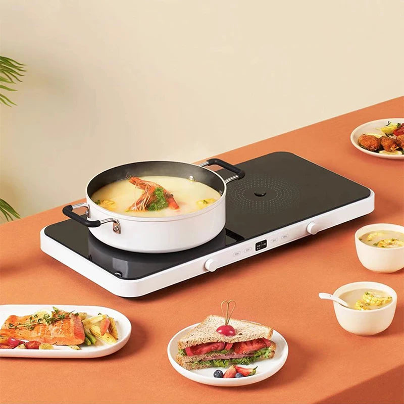 Double-cuisinière Cuisson a 2200W avec Plateau de Cuisson Plaque de Cuisson Électrique haute puissance.