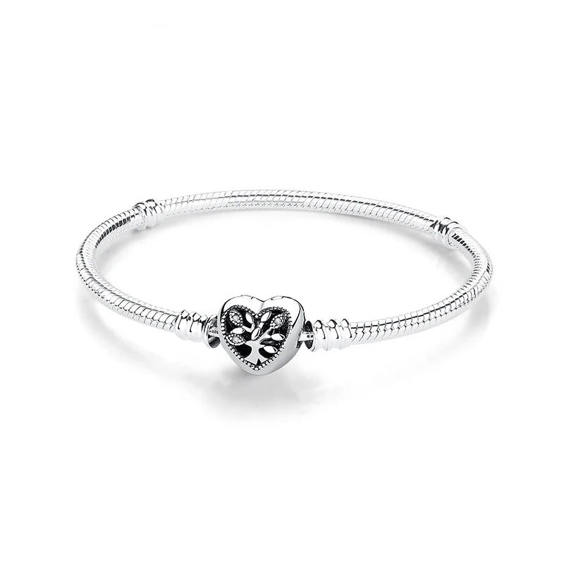 Bracelet jonc en argent 925 avec breloque cœur — Élégance intemporelle