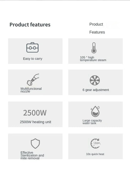 Nettoyeur vapeur portatif 2500 W haute température pour climatiseurs, hottes de cuisine, voitures, sols et plus encore