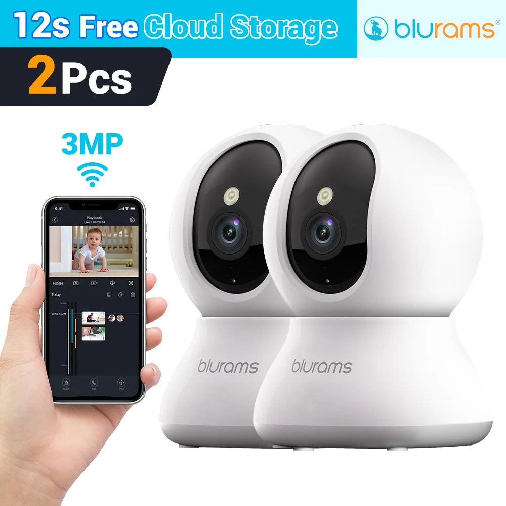 Caméra de surveillance pour bébé 2K HD avec détection de mouvement et audio bidirectionnel, installation facile, image nette de jour comme de nuit.