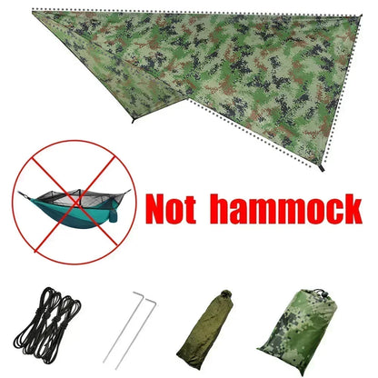 Hamac double de camping extérieur 260x140cm avec moustiquaire et bâche anti-pluie, hamac léger en parachute pour la randonnée et les voyages