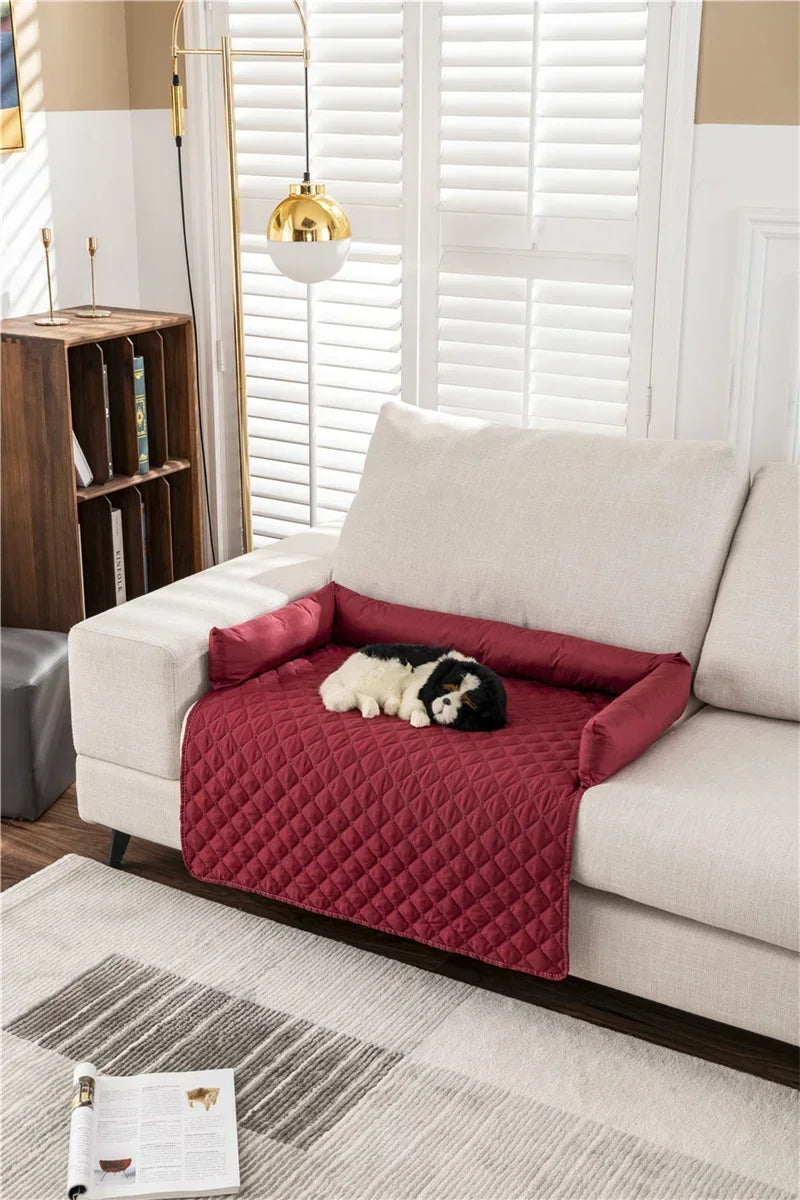Tapis de canapé imperméable pour animaux de compagnie, à carreaux, grand format, avec coussin pour la nuque, housse antidérapante pour canapé pour chien et chat.