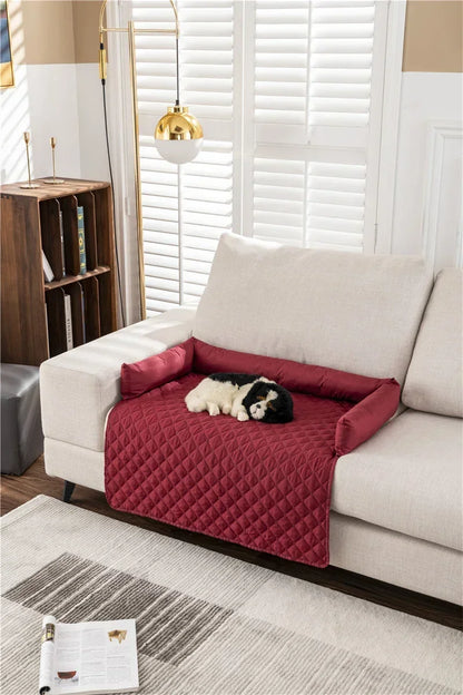 Tapis de canapé imperméable pour animaux de compagnie, à carreaux, grand format, avec coussin pour la nuque, housse antidérapante pour canapé pour chien et chat.