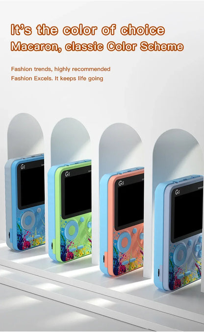 Console de jeux portable G5 avec 500 jeux rétro classiques, écran 3 pouces, manette de jeu portable, batterie rechargeable 1020 mAh, cadeau idéal pour les fêtes