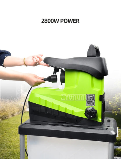 Broyeur de branches électrique 2,8 kW, broyeur de branches d'arbres, outil de jardin 220 V, neuf (modèle 2025)