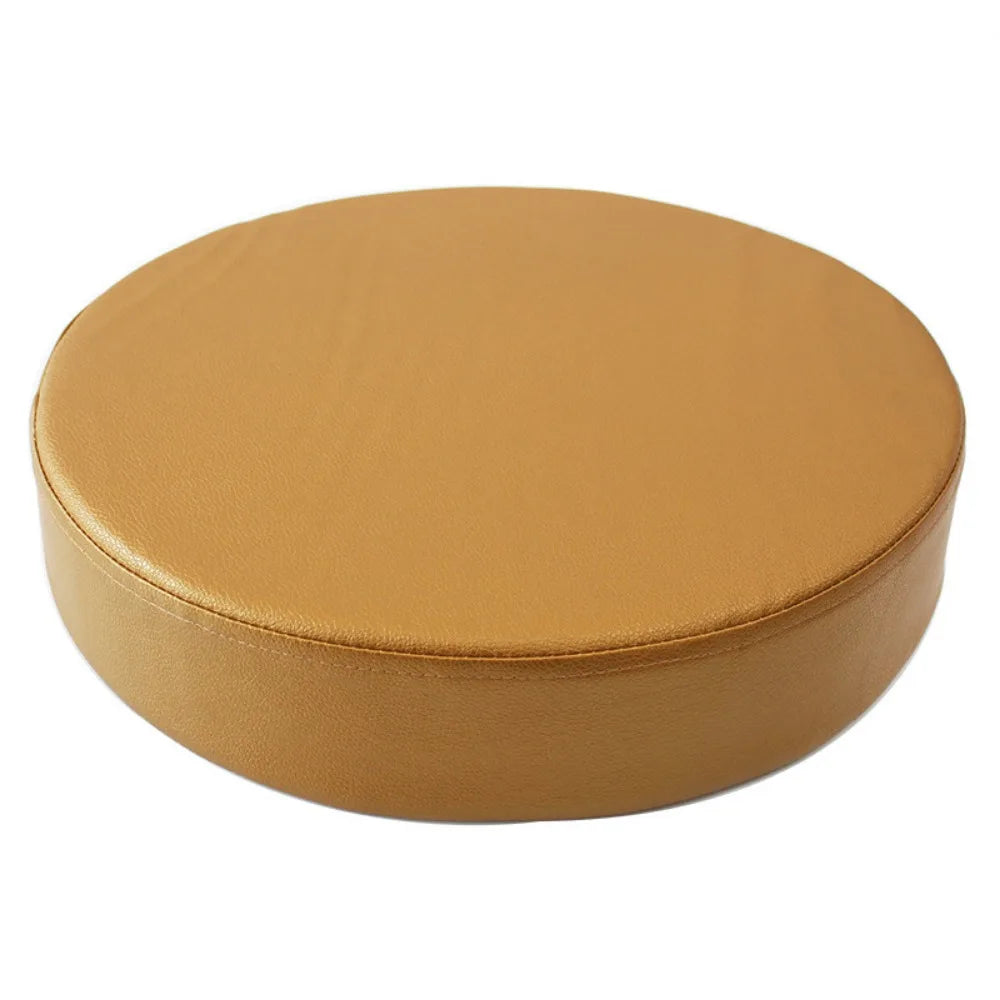 Coussin rond pratique en cuir, épais et doux, rembourré, lavable et imperméable.