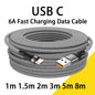 Câble USB-C charge rapide 6A — Longueur confort jusqu’à 8 mètres