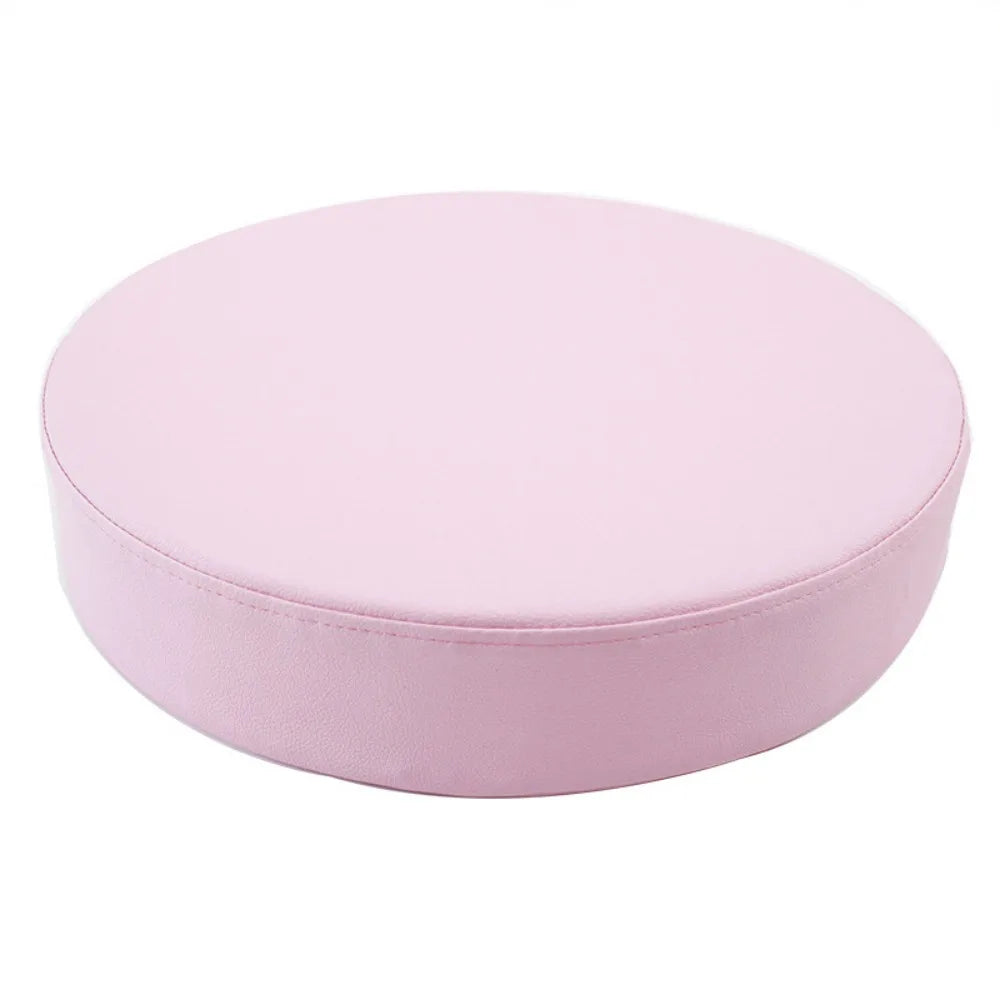 Coussin rond pratique en cuir, épais et doux, rembourré, lavable et imperméable.