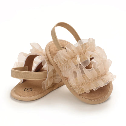 Sandales décontractées d’été avec thème doré chaussures de bébé fille à la mode, chaussures de marche confortables antidérapantes pour bébé.