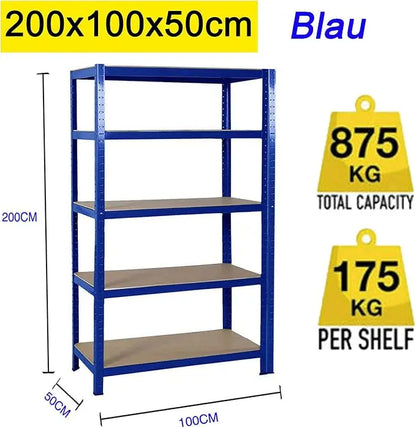 Étagère métallique robuste 5 niveaux réglables — Rack de stockage garage haute capacité