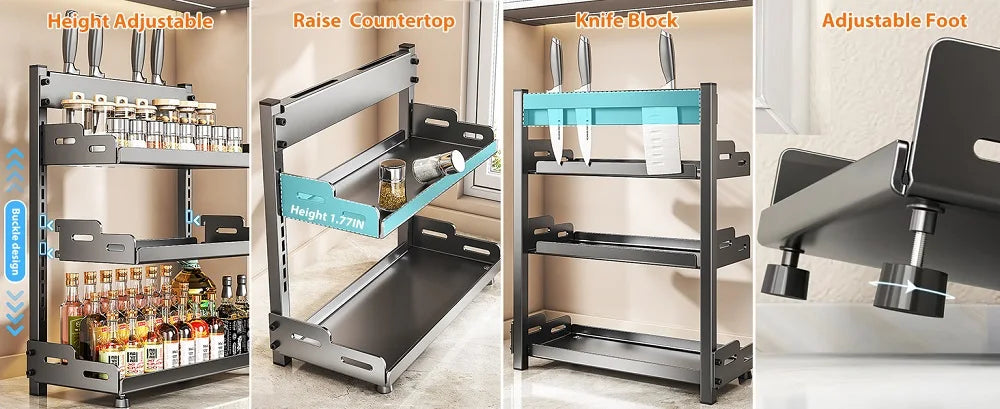 Organisateur à épices modulable — Étagère de rangement cuisine compacte et réglable