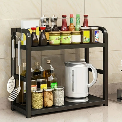 Étagère de comptoir métallique à 2 niveaux (1 pièce) - Organisateur gain de place pour café, tasses et condiments, étagère de cuisine antirouille.
