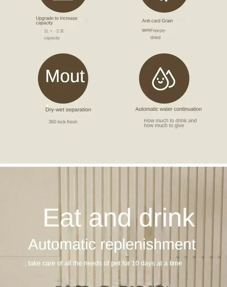 Gamelle automatique pour chats et chiens avec distributeur d’eau et nourriture