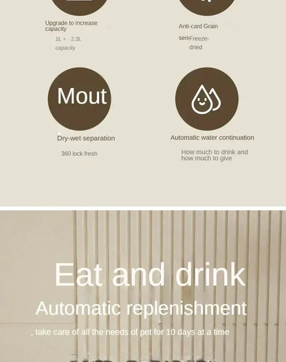 Gamelle automatique pour chats et chiens avec distributeur d’eau et nourriture