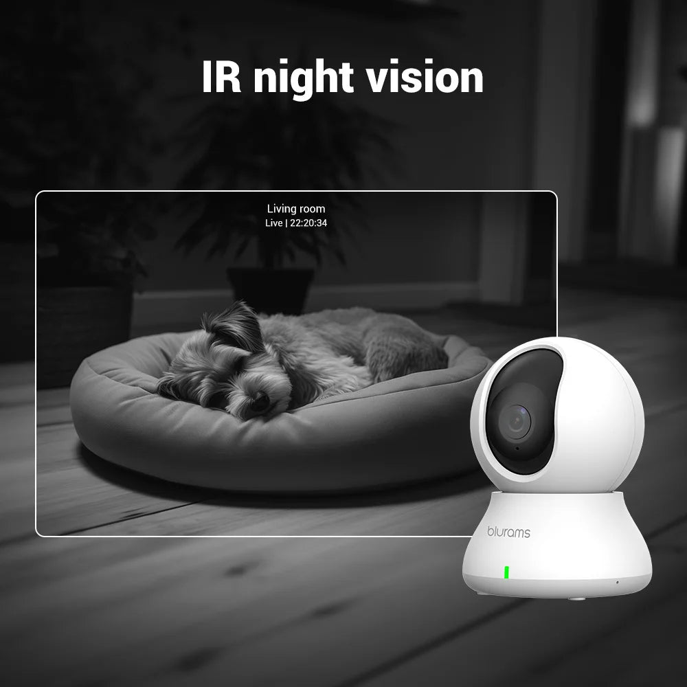 Caméra de surveillance pour bébé 2K HD avec détection de mouvement et audio bidirectionnel, installation facile, image nette de jour comme de nuit.
