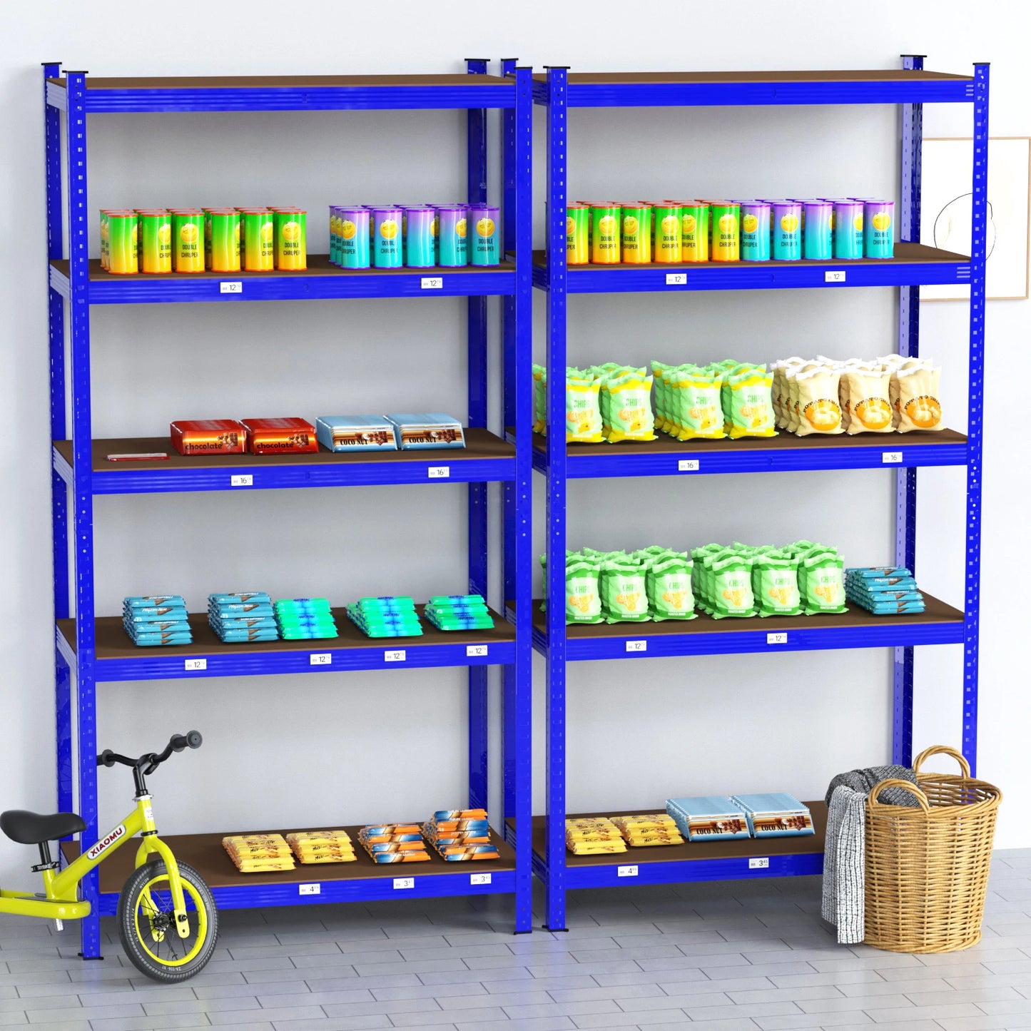 Étagère métallique robuste 5 niveaux réglables — Rack de stockage garage haute capacité