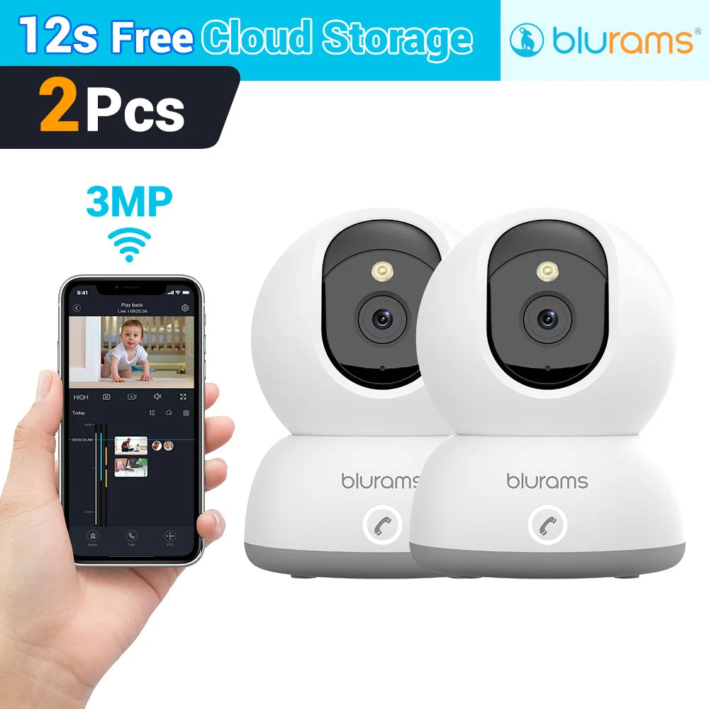 Caméra de surveillance pour bébé 2K HD avec détection de mouvement et audio bidirectionnel, installation facile, image nette de jour comme de nuit.