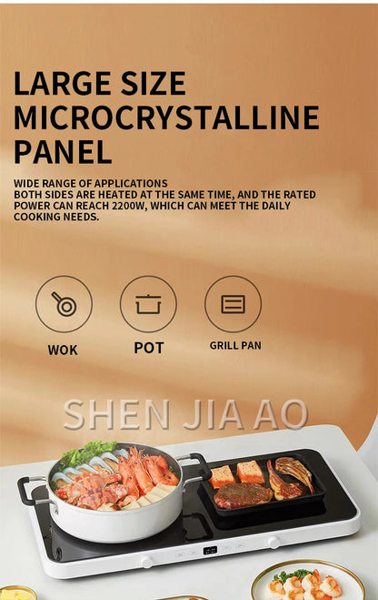 Double-cuisinière Cuisson a 2200W avec Plateau de Cuisson Plaque de Cuisson Électrique haute puissance.