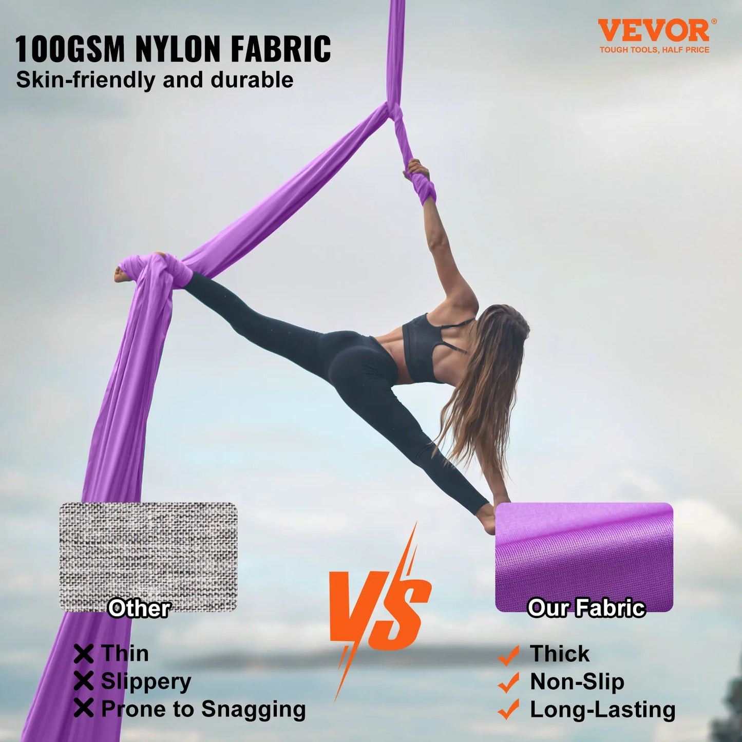 SucceBuy Hamac et balançoire de yoga aérien 8,7/11 yards, kit de démarrage de yoga avec sangle en tissu de soie aérienne, accessoire pour tous les niveaux.