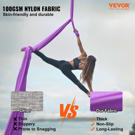 SucceBuy Hamac et balançoire de yoga aérien 8,7/11 yards, kit de démarrage de yoga avec sangle en tissu de soie aérienne, accessoire pour tous les niveaux.
