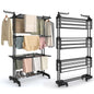 Séchoir à vêtements à 4 niveaux avec roues, pliable, 63,5 x 125,5 x 173 cm, grande capacité, usage intérieur et extérieur, noir