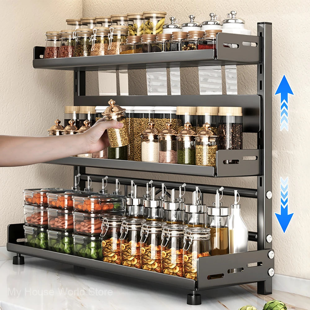Organisateur à épices modulable — Étagère de rangement cuisine compacte et réglable
