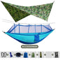 Hamac double de camping extérieur 260x140cm avec moustiquaire et bâche anti-pluie, hamac léger en parachute pour la randonnée et les voyages