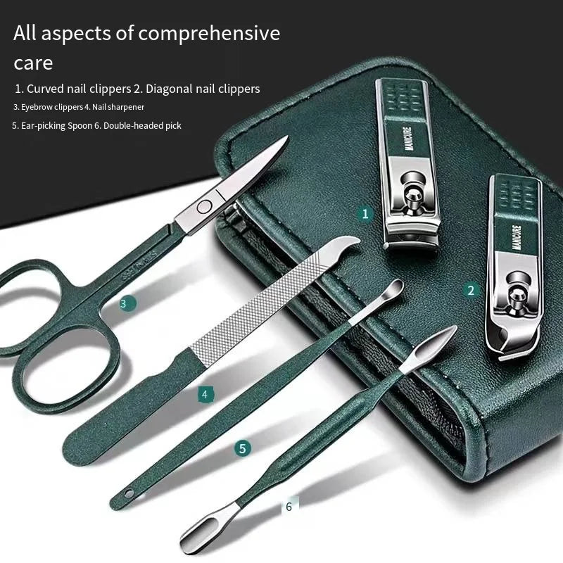 Kit manucure 6 pièces en acier inoxydable — Compact et complet