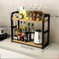 Étagère de comptoir métallique à 2 niveaux (1 pièce) - Organisateur gain de place pour café, tasses et condiments, étagère de cuisine antirouille.