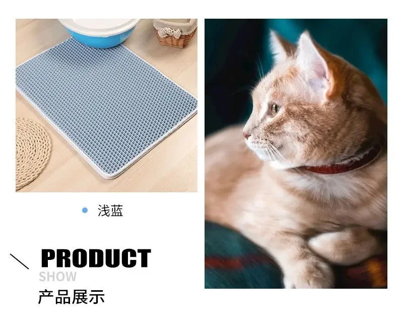 Tapis de litière double couche pour chat — Étanche, antidérapant et facile à nettoyer