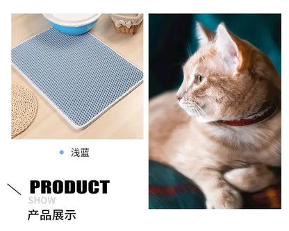 Tapis de litière double couche pour chat — Étanche, antidérapant et facile à nettoyer
