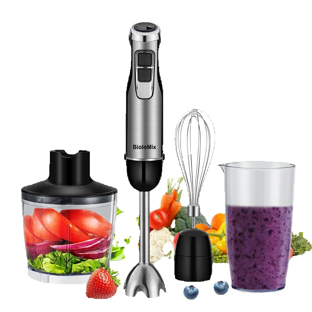 Mixeur Plongeant Haute Puissance BioloMix – 4 Fonctions, Lames Inox et Gobelet à Smoothie