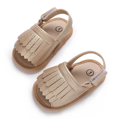 Sandales décontractées d’été avec thème doré chaussures de bébé fille à la mode, chaussures de marche confortables antidérapantes pour bébé.