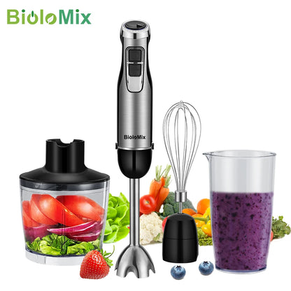 Mixeur Plongeant Haute Puissance BioloMix – 4 Fonctions, Lames Inox et Gobelet à Smoothie