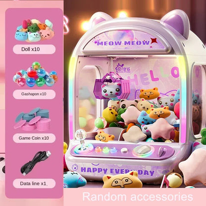 Machine à poupées automatique à monter soi-même, jeu de société pour enfants à pièces, mini-grue musicale, cadeau de Noël