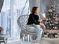 Fauteuil suspendu hamac, fauteuil suspendu en corde de coton avec coussin et kit de fixation, fauteuil suspendu.