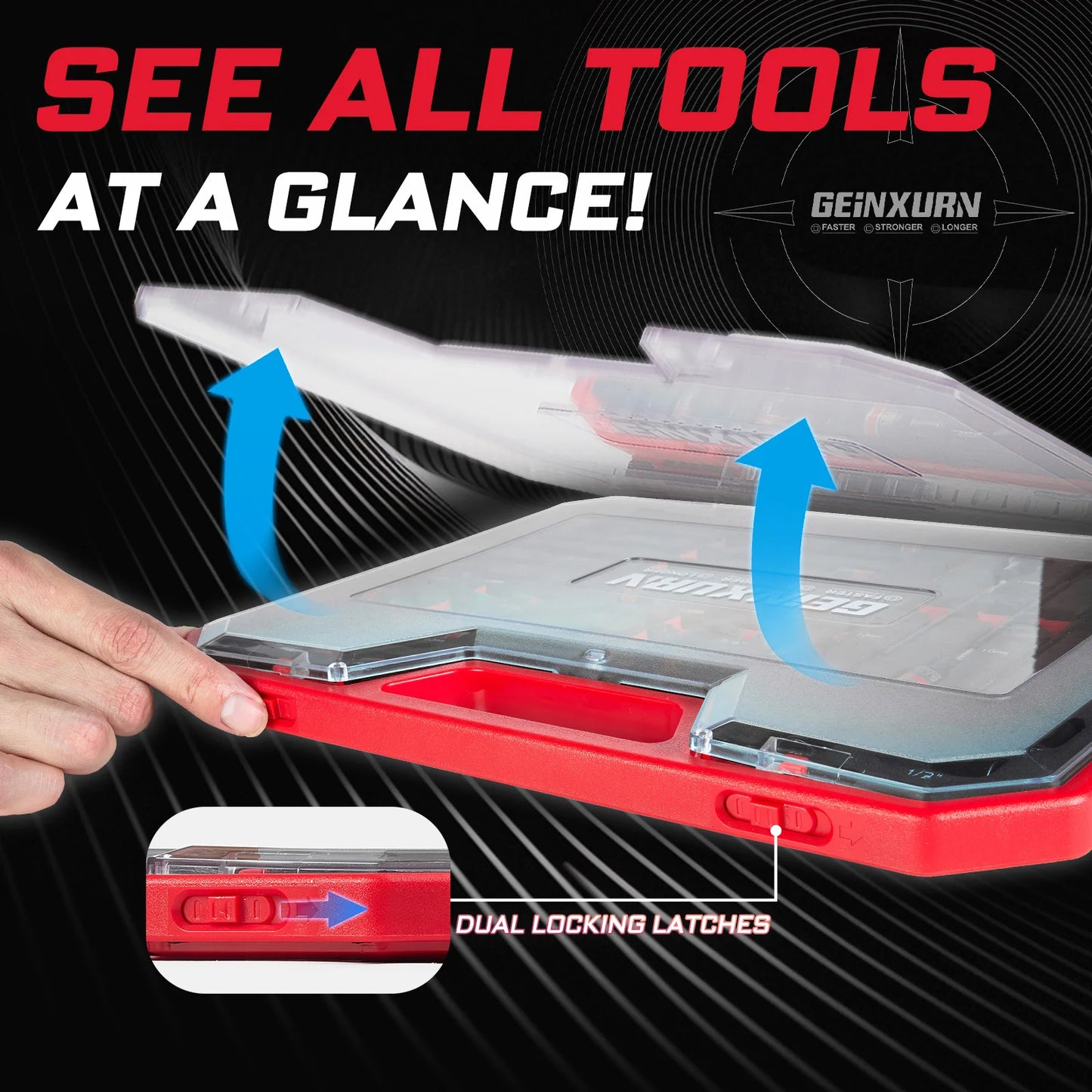 Ensemble d’outils Geinxurn 58Pcs emballé avec des embouts de tournevis à percussion, un mini sécélage, une perceuse à pas, un adaptateur de prise et un porte-embout pour le bricolage