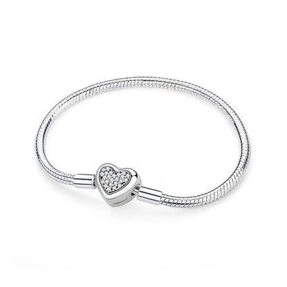 Bracelet jonc en argent 925 avec breloque cœur — Élégance intemporelle