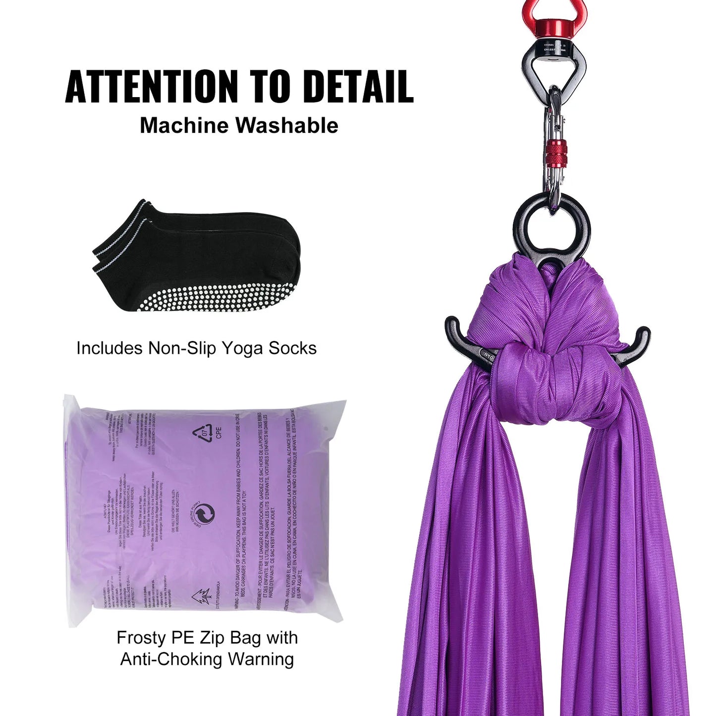 SucceBuy Hamac et balançoire de yoga aérien 8,7/11 yards, kit de démarrage de yoga avec sangle en tissu de soie aérienne, accessoire pour tous les niveaux.