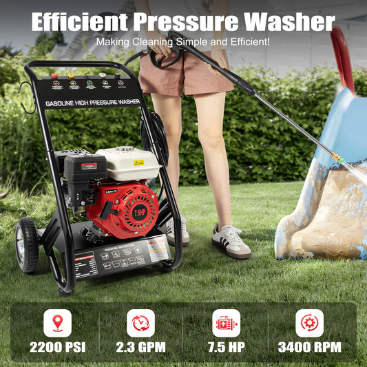 Karcher Pistolet de pulvérisation d’eau d’essence de nettoyeur haute pression, nettoyeur de saleté 7.5HP Puissant, 170-190Bar