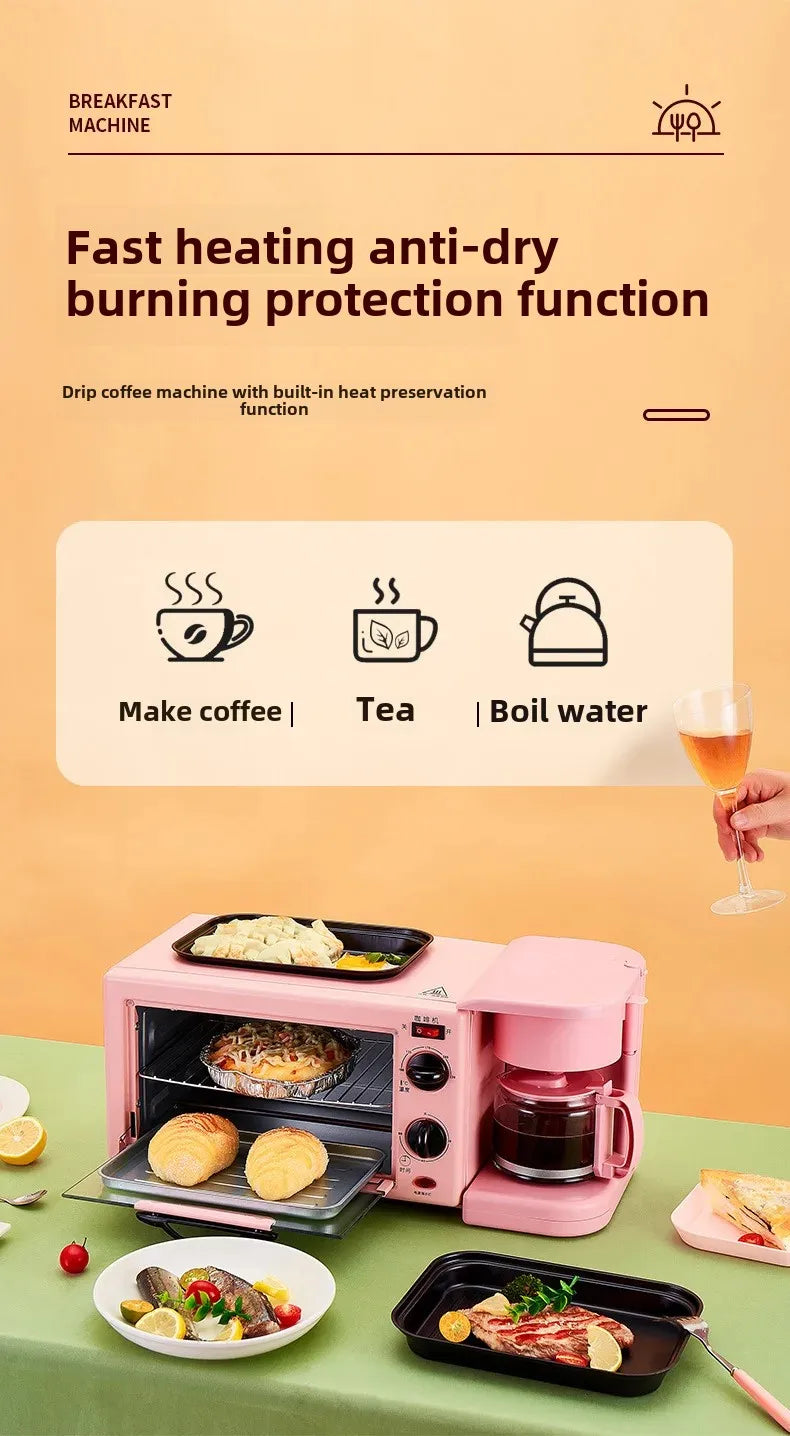 Four multifonction, four à micro-ondes, machine à petit-déjeuner, cuiseur vapeur et four, machine à café intégrée avec poêle à frire