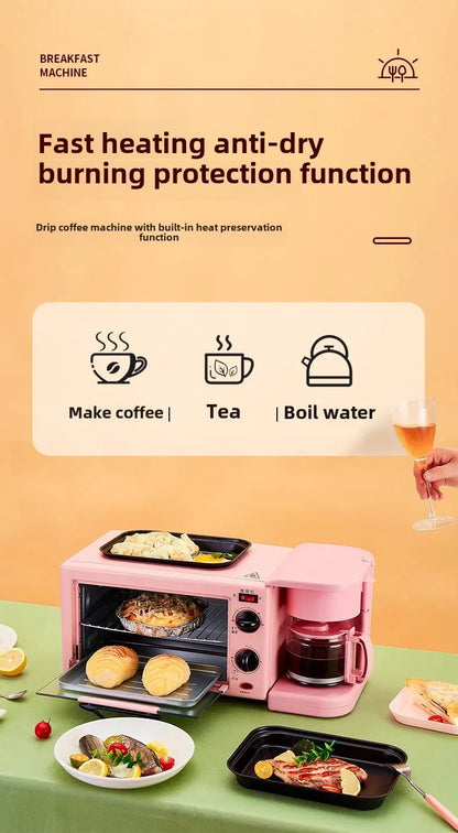 Four multifonction, four à micro-ondes, machine à petit-déjeuner, cuiseur vapeur et four, machine à café intégrée avec poêle à frire