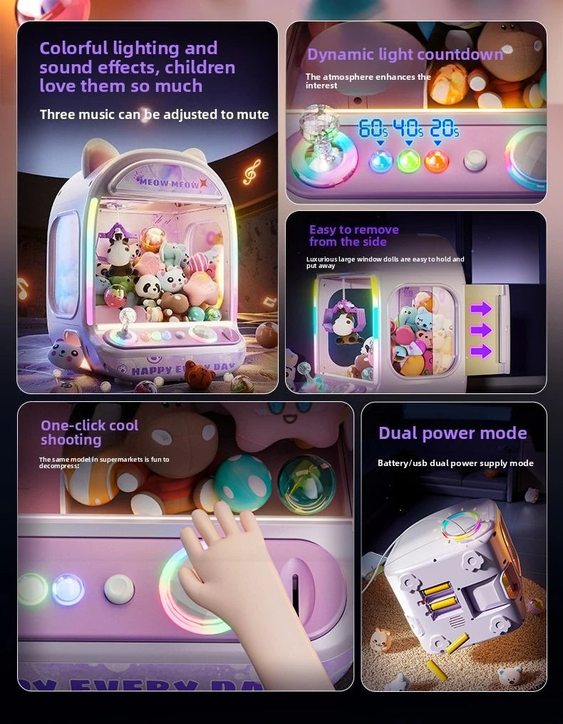 Machine à poupées automatique à monter soi-même, jeu de société pour enfants à pièces, mini-grue musicale, cadeau de Noël