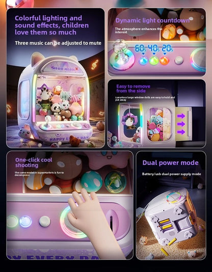 Machine à poupées automatique à monter soi-même, jeu de société pour enfants à pièces, mini-grue musicale, cadeau de Noël