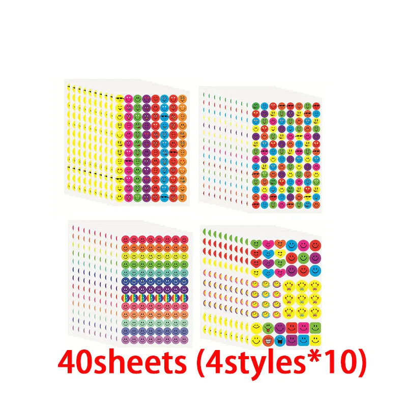 10 à 40 feuilles d'autocollants de récompense pour enfants : fleurs colorées, étoiles, cœurs, points. Idéal pour tableau de comportement, scrapbooking et fournitures scolaires pour enseignants.