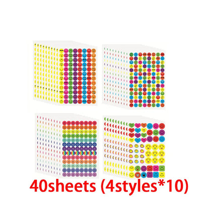 10 à 40 feuilles d'autocollants de récompense pour enfants : fleurs colorées, étoiles, cœurs, points. Idéal pour tableau de comportement, scrapbooking et fournitures scolaires pour enseignants.