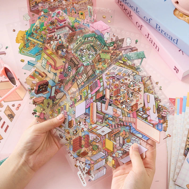 Livre d’autocollants miniatures Sunny Town — 49 pièces créatives Mr Paper